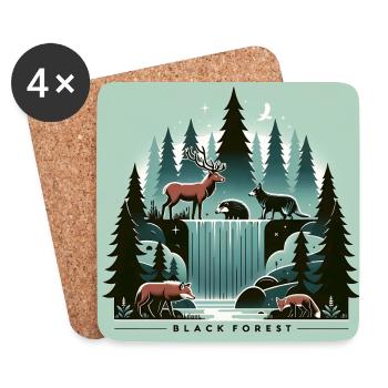 Faune et cascade de la Forêt-Noire - Dessous de verre (lot de 4) - blanc - Devant