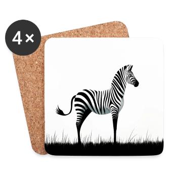 Zebra Minimalism - Coasters (set of 4) - white - Front