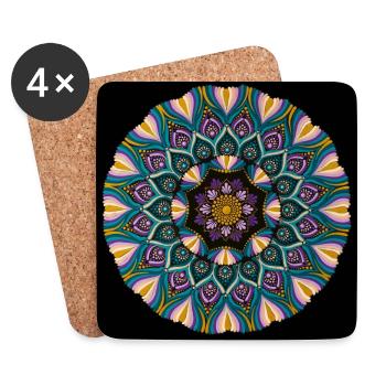Lila und Rosa Mandala | Heilige Geometrie - Untersetzer (4er-Set) - Weiß - Vorne