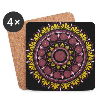 Gold Mandala | Heilige Geometrie | Punktkunst - Untersetzer (4er-Set) - Weiß - Vorne