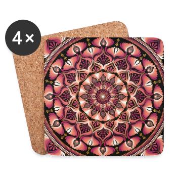 Rosa Mandala | Heilige Geometrie | Spirituelle Kunst - Untersetzer (4er-Set) - Weiß - Vorne