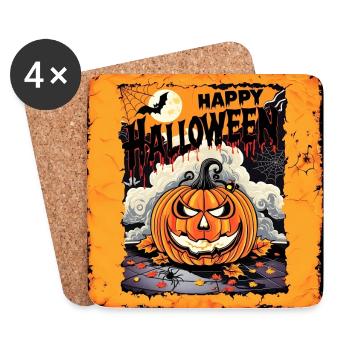 joyeux potiron d’Halloween - Dessous de verre (lot de 4) - blanc - Devant