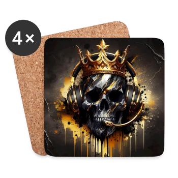 Gaming Schädel Marmor Gold Art - Untersetzer (4er-Set) - Weiß - Vorne