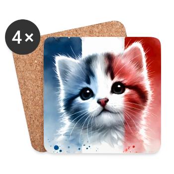 Mister Cat In Frankreich - Untersetzer (4er-Set) - Weiß - Vorne