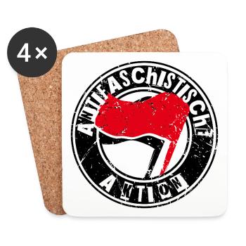Antifaschistische Aktion - Untersetzer (4er-Set) - Weiß - Vorne