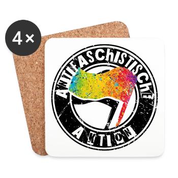 Anti-fascist action - Coasters (set of 4) - white - Front