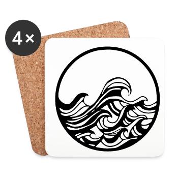 Welle Wasser Wellenreiten Surfen Meer Ozean Ostsee - Untersetzer (4er-Set) - Weiß - Vorne