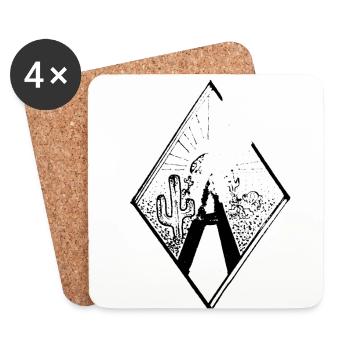 Desert cactus gift fineliner road sun sand - Coasters (set of 4) - white - Front