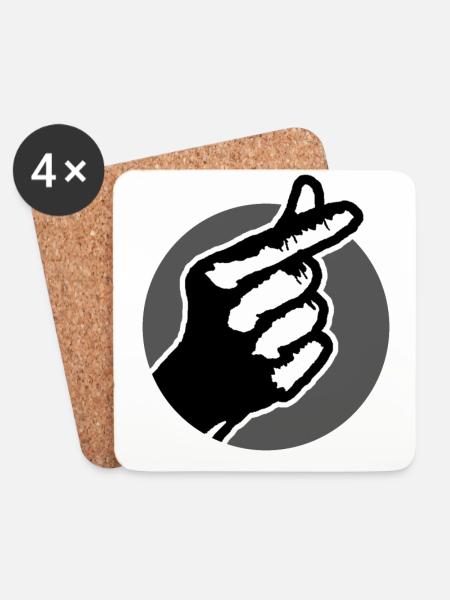 Koreanisches Finger-Herz - Untersetzer (4er-Set) - Weiß