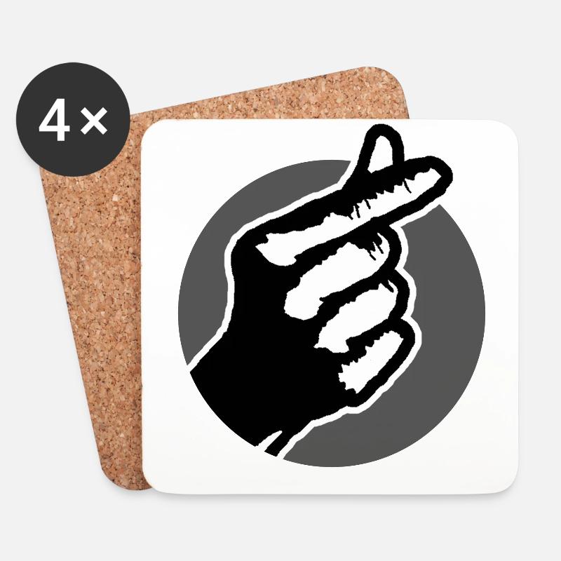 Koreanisches Finger-Herz - Untersetzer (4er-Set) - Weiß