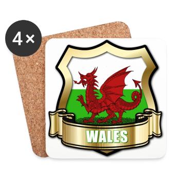Walisische Flagge von Wales Goldschild & roter Drache - Untersetzer (4er-Set) - Weiß - Vorne