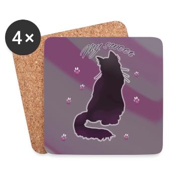 My Sweet cat - Untersetzer (4er-Set) - Weiß - Vorne