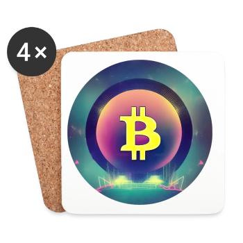 Bitcoin Logo im Synthetische Wave Stil - Untersetzer (4er-Set) - Weiß - Vorne