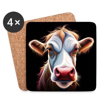Cow skull head funny brown grim - Coasters (set of 4) - white - Front