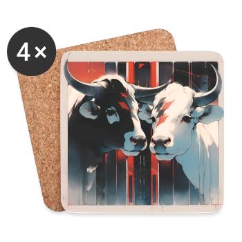 Vaches - Dessous de verre (lot de 4) - blanc - Devant
