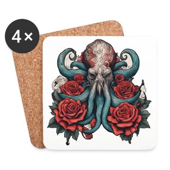 Poulpes - Dessous de verre (lot de 4) - blanc - Devant