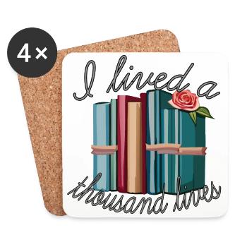 Magical world of books: 'I lived a thousand lives' - Coasters (set of 4) - white - Front