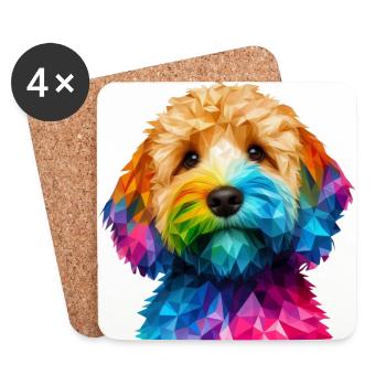 Modern geometric dog's muzzle cockapoo - Coasters (set of 4) - white - Front