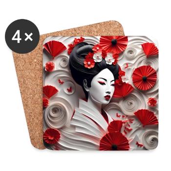 Asiatische Schönheit #11 - Untersetzer (4er-Set) - Weiß - Vorne