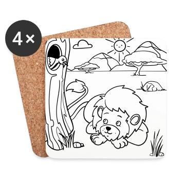 Lion Painting Fun for Children's Clothing, Bags & More - Coasters (set of 4) - white - Front