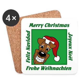 Irish Terrier Weihnacht - Untersetzer (4er-Set) - Weiß - Vorne