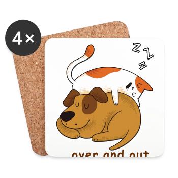 Hund und Katze schlafen - over and out - Untersetzer (4er-Set) - Weiß - Vorne