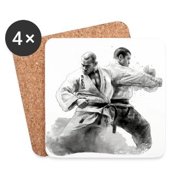 2 Jiu Jitso Kämpfer Geschenk - Untersetzer (4er-Set) - Weiß - Vorne