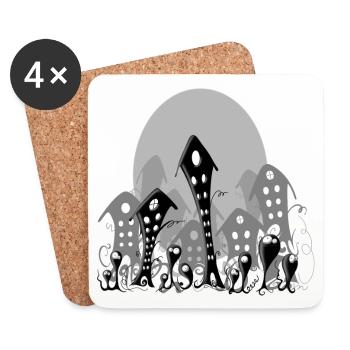 Monde gris - Dessous de verre (lot de 4) - blanc - Devant