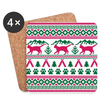 Weihnachtskatze Hässlicher Weihnachtspullover Geschenk - Untersetzer (4er-Set) - Weiß - Vorne