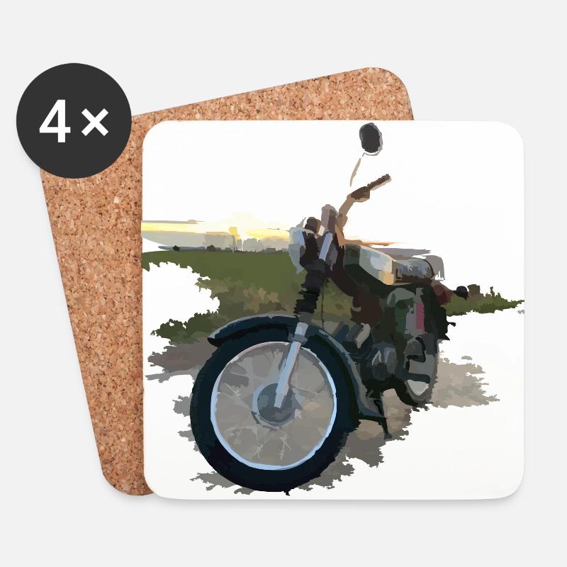 Moped im Sonnenuntergang - Untersetzer (4er-Set) - Weiß
