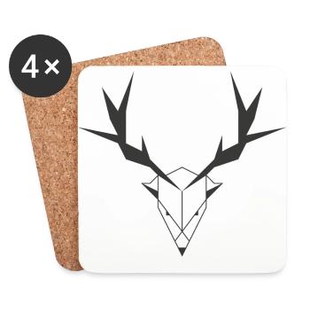 Tête de cerf gris foncé - Dessous de verre (lot de 4) - blanc - Devant