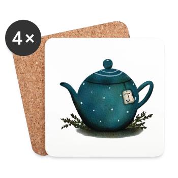Teatime -Teekanne Tee - Untersetzer (4er-Set) - Weiß - Vorne
