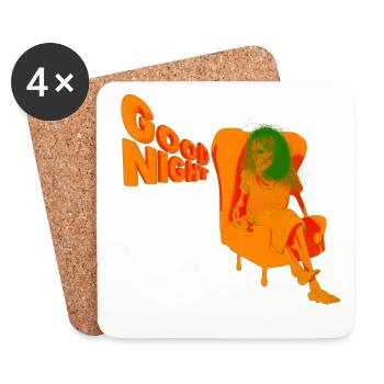 GOOD NIGHT - Coasters (set of 4) - white - Front