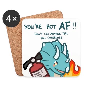 hugadino, Triceratops, mignon dinosaure, af chaud - Dessous de verre (lot de 4) - blanc - Devant