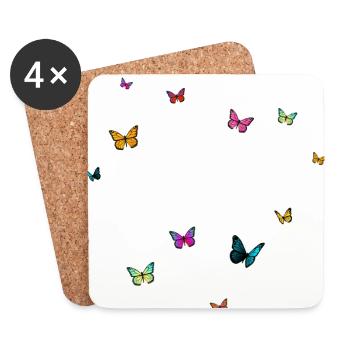 Lisa - Girl Name with Colorful Butterflies - Coasters (set of 4) - white - Front