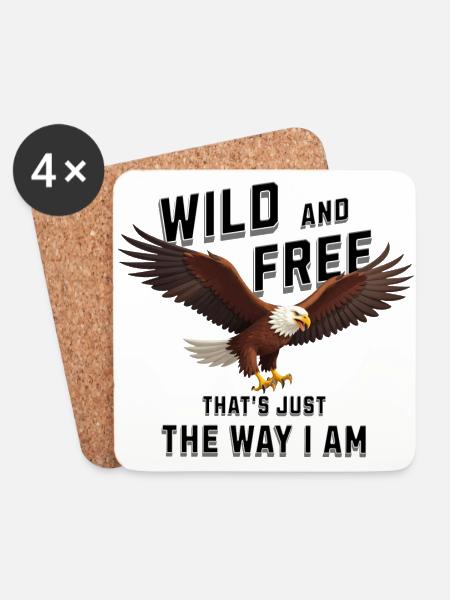 Wild and Free Eagle - Coasters (set of 4) - white