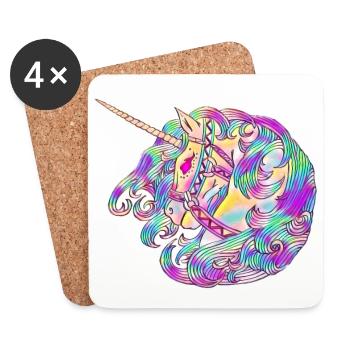 Ornement de Licorne I - Dessous de verre (lot de 4) - blanc - Devant