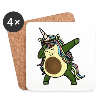 Avocado Cute Unicorn Funny dabbing dance - Dessous de verre (lot de 4) - blanc - Devant