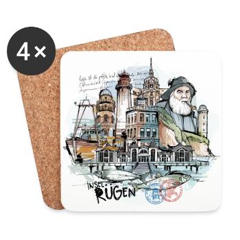 Insel Rügen Collage - Untersetzer (4er-Set) - Weiß - Vorne