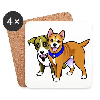 Zwei niedliche Hunde - Untersetzer (4er-Set) - Weiß - Vorne