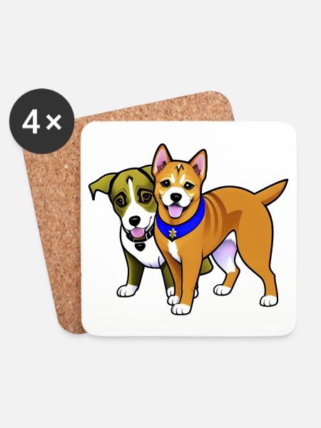 Two cute dogs - Coasters (set of 4) - white