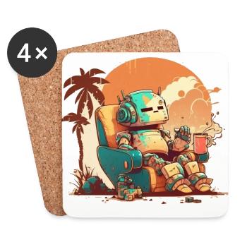 Un vieux robot reposant sur un fond orange. - Dessous de verre (lot de 4) - blanc - Devant