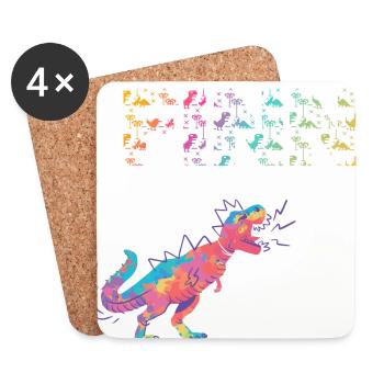 FINN - Schöner Jungen Name mit Dinosaurier - Untersetzer (4er-Set) - Weiß - Vorne
