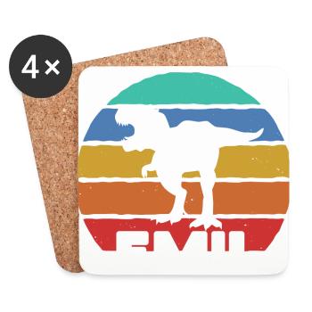 EMIL - Beautiful boy name with dinosaur - Coasters (set of 4) - white - Front