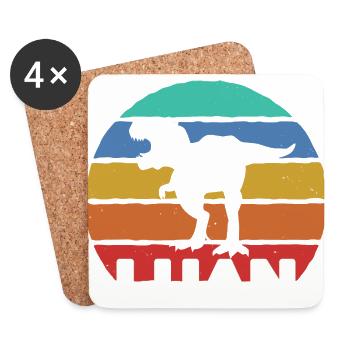 LUAN - Beautiful boy name with dinosaur - Coasters (set of 4) - white - Front