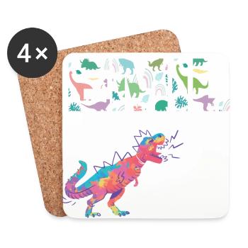 EMIL - Beautiful boy name with dinosaur - Coasters (set of 4) - white - Front