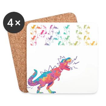 PAUL - Beautiful boy name with dinosaur - Coasters (set of 4) - white - Front