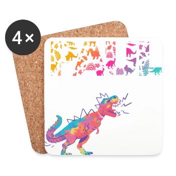 PAUL - Beautiful boy name with dinosaur - Coasters (set of 4) - white - Front