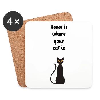 La maison, c’est là où se trouve votre chat - Dessous de verre (lot de 4) - blanc - Devant