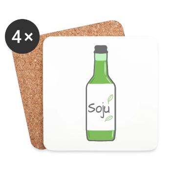 Soju Bottle | 소주 | Korea | Korean Alcohol - Coasters (set of 4) - white - Front